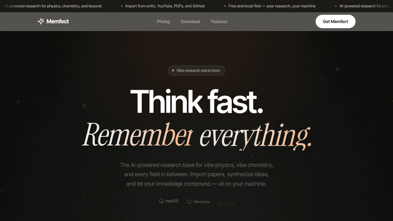 Memfect website screenshot