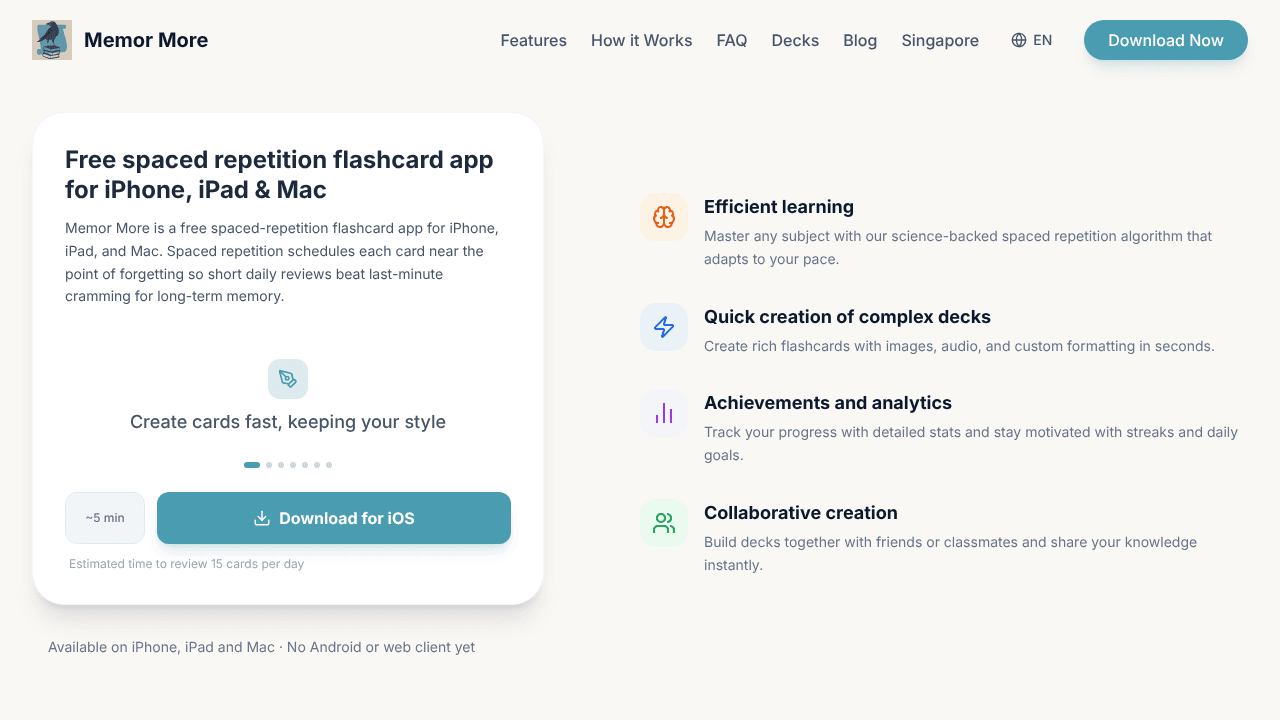 Memor More: Study & Memorize website screenshot
