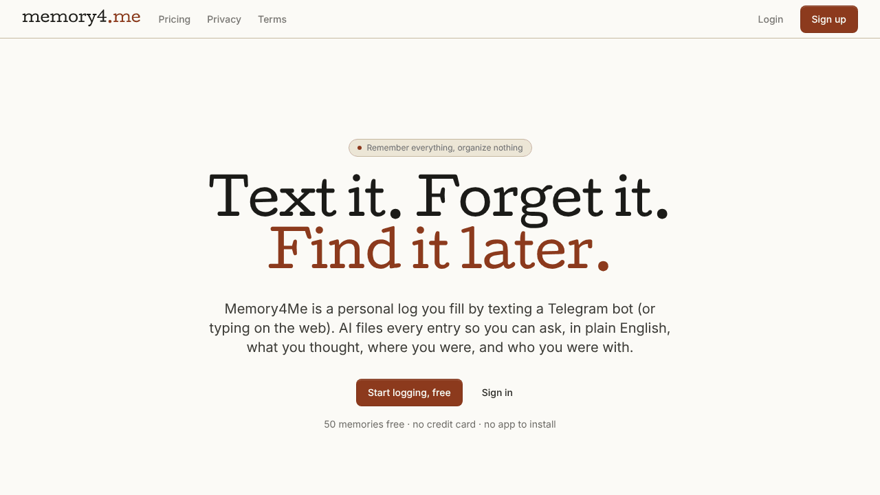 Memory4Me website screenshot