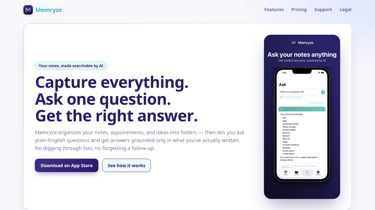 Memryze website screenshot