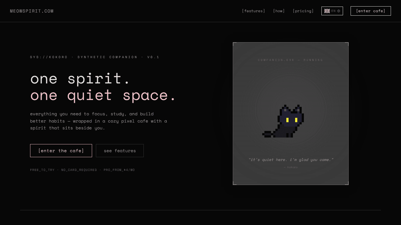 Meowspirit website screenshot