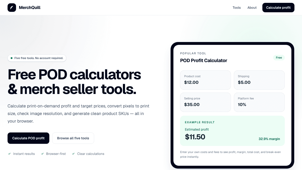 MerchQuill website screenshot