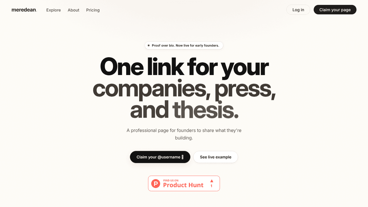 Meredean website screenshot