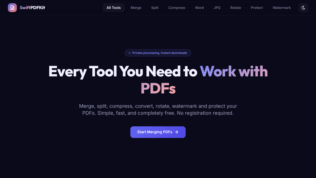 Merge, Split, Compress & Convert website screenshot