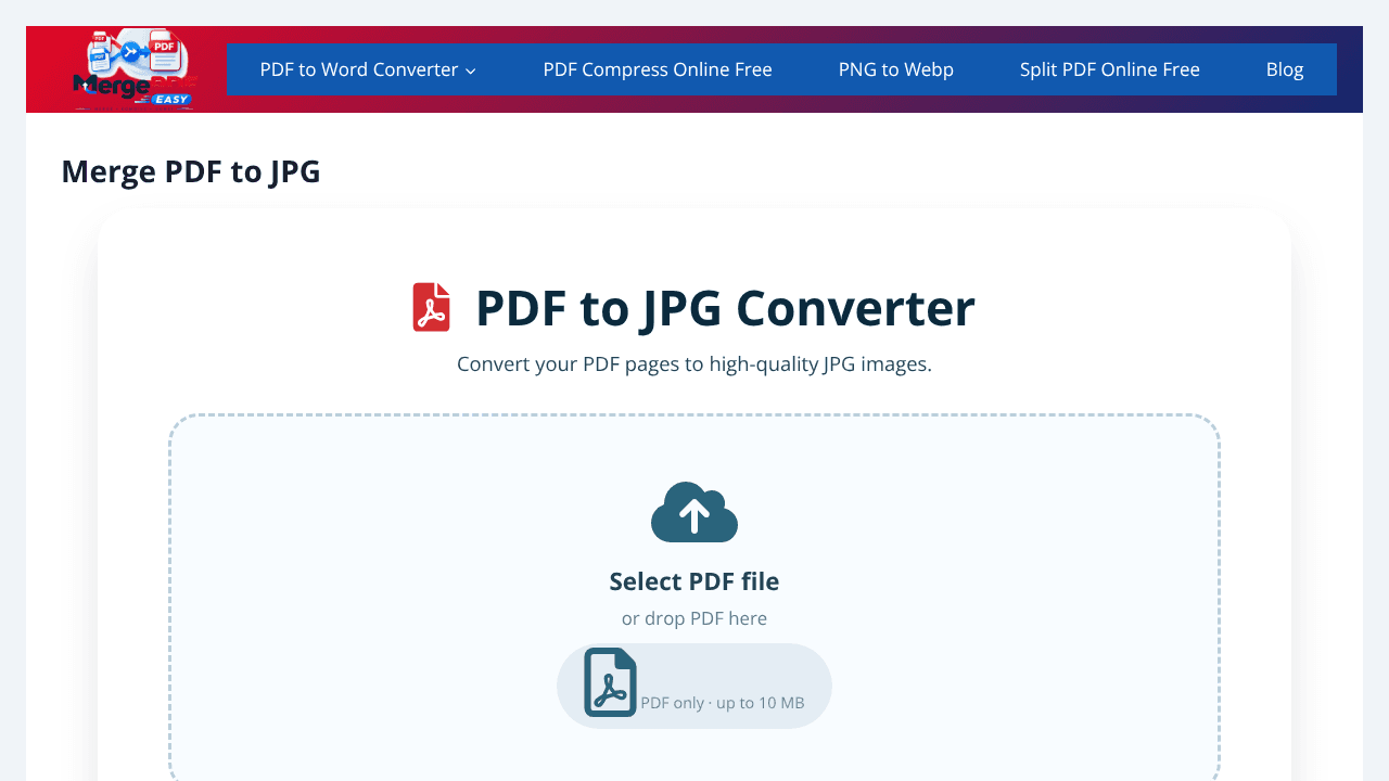 mergepdfeasy.com website screenshot