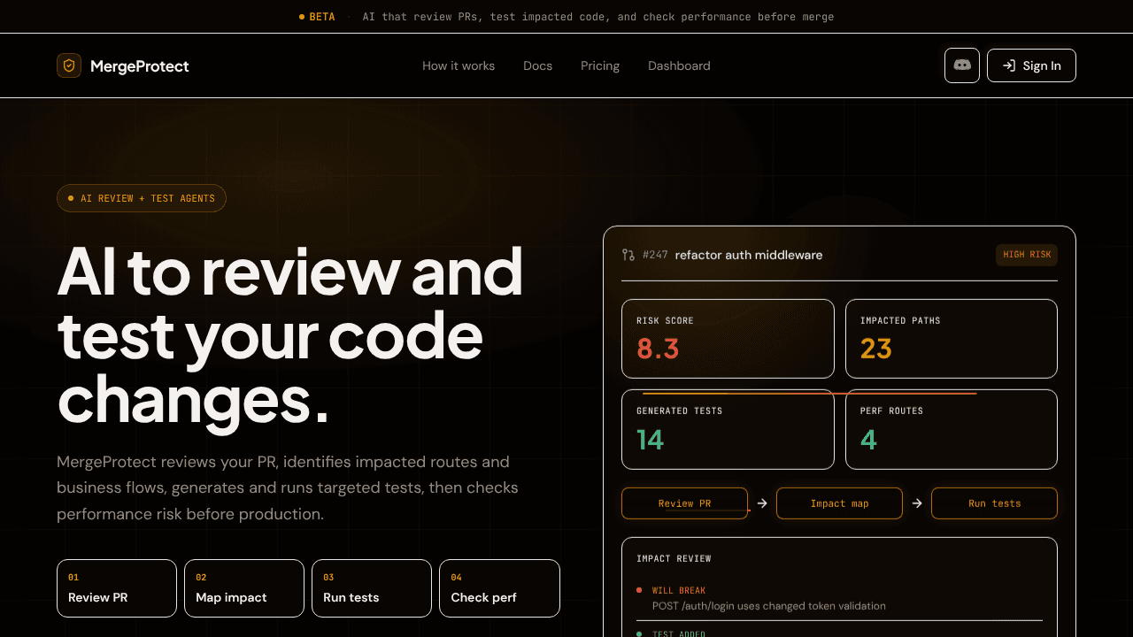 MergeProtect website screenshot