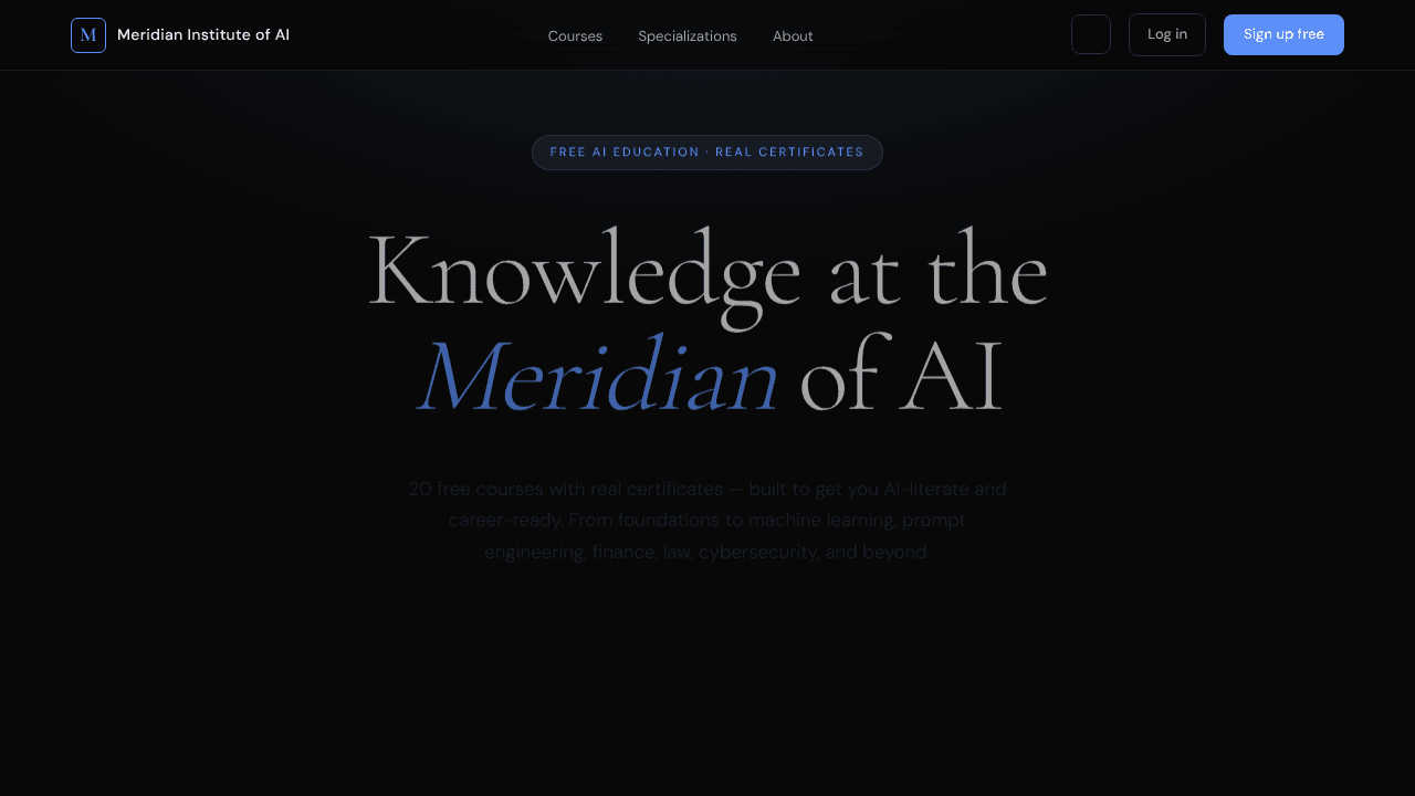 Meridian Institute of AI website screenshot