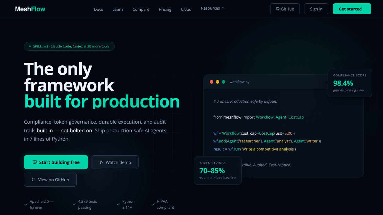 MeshFlow website screenshot
