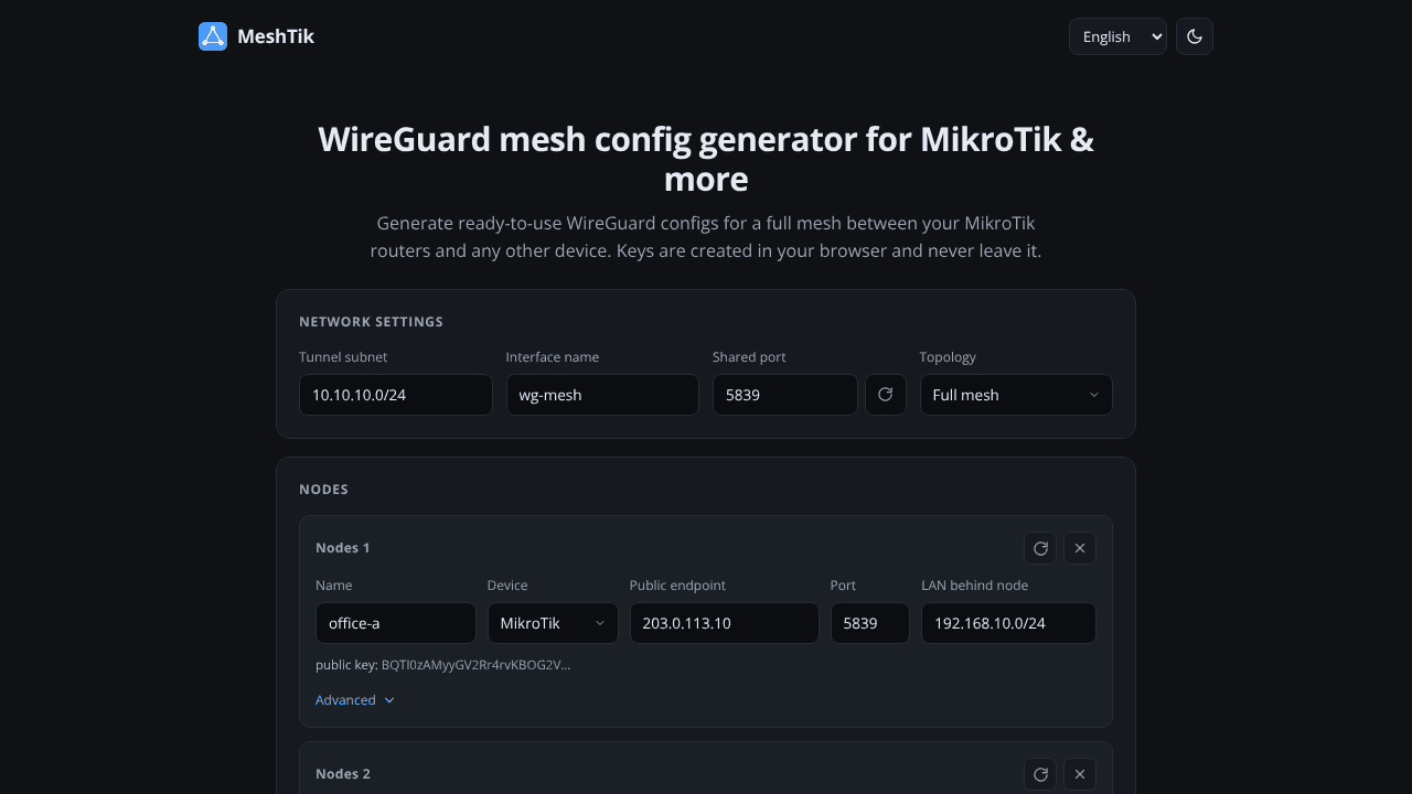 MeshTik website screenshot