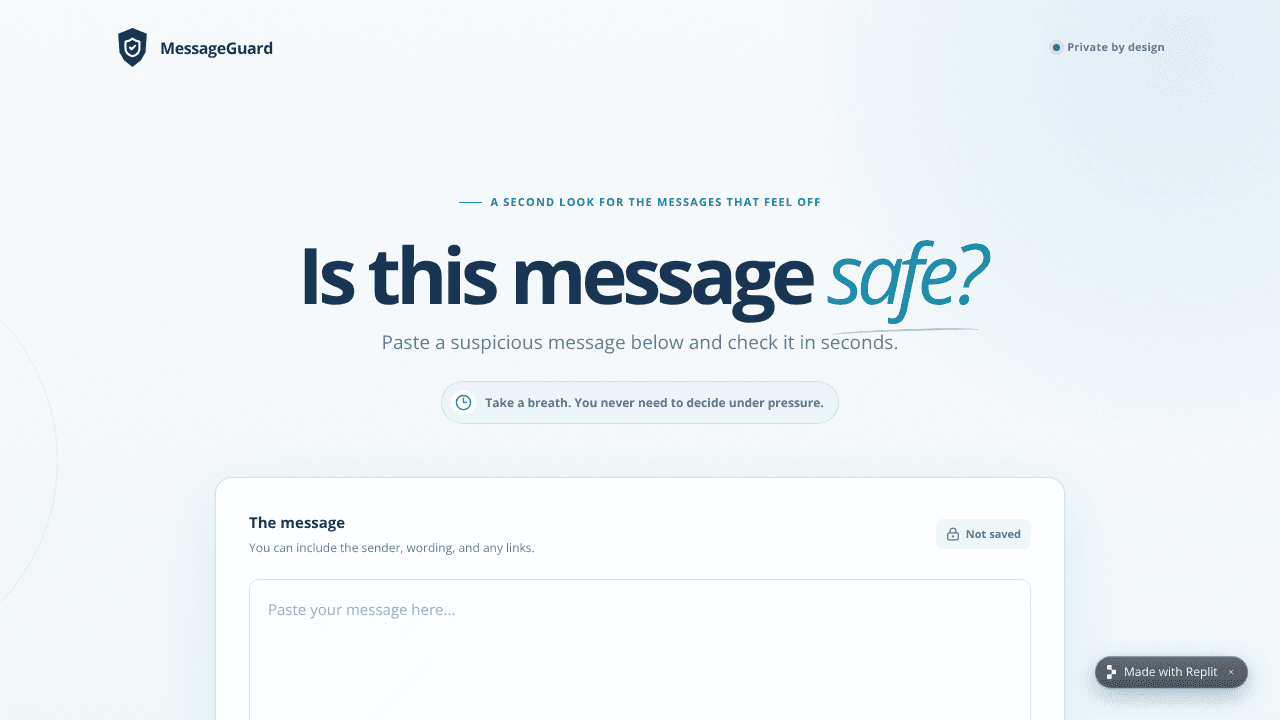 MessageGuard website screenshot
