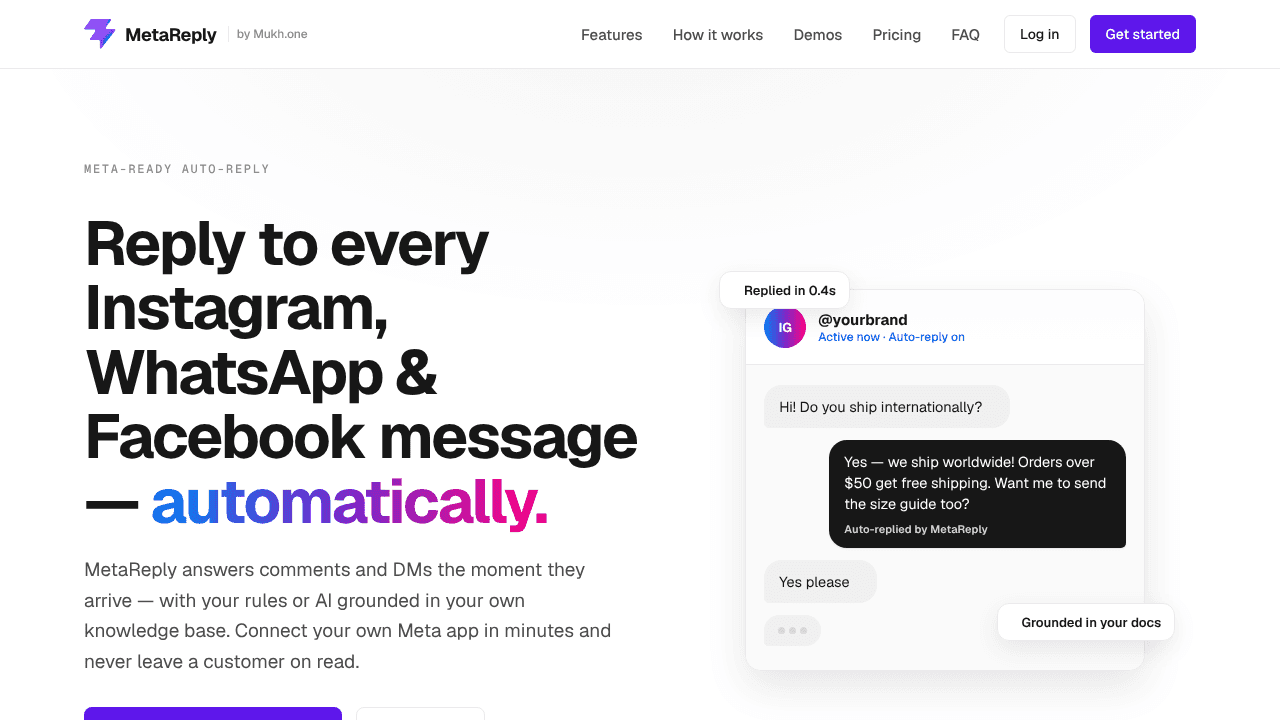 MetaReply website screenshot