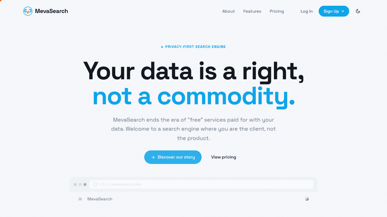 MevaSearch website screenshot