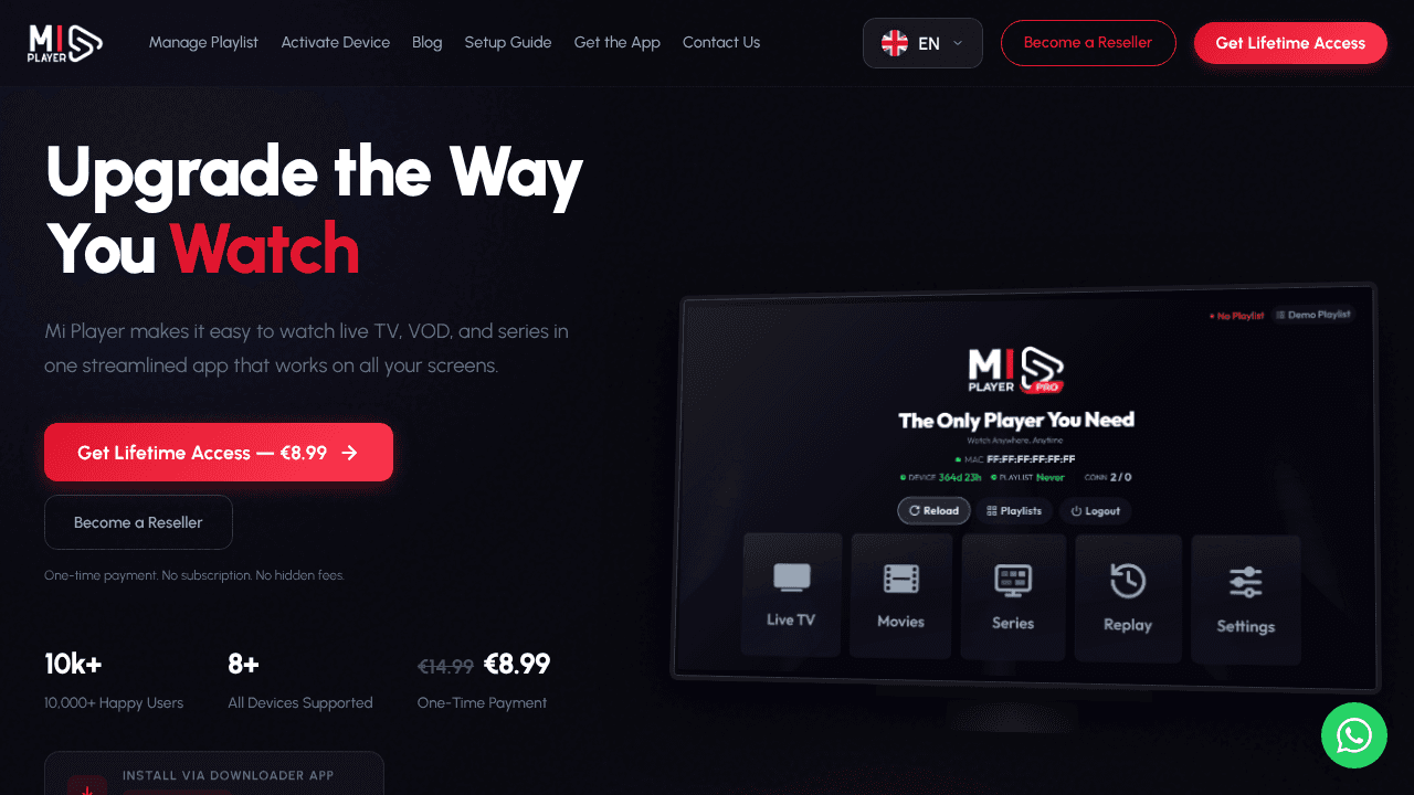 Mi Player — The Best Media Player website screenshot