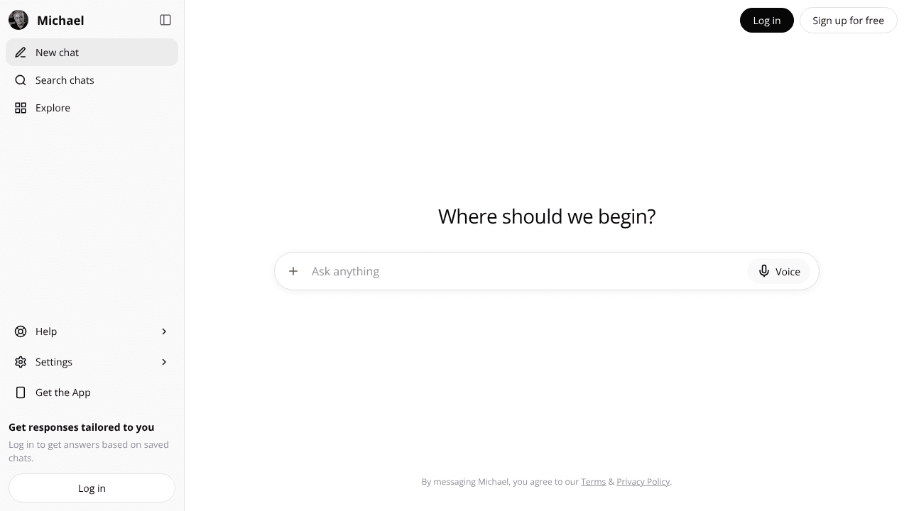 Michael AI website screenshot