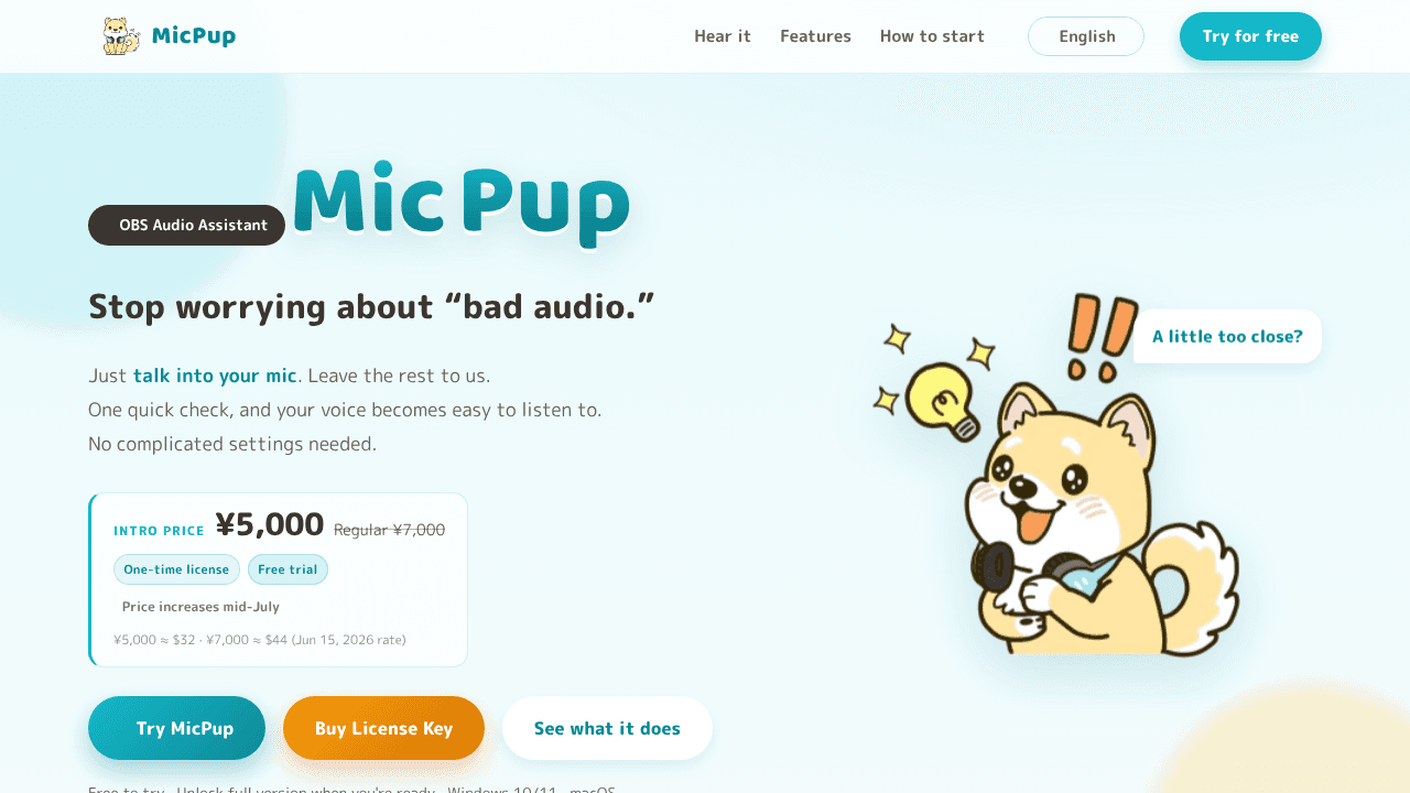 MicPup website screenshot