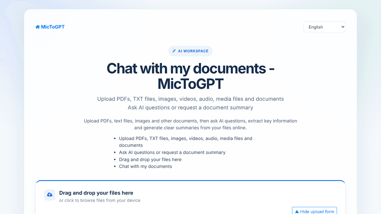 MicToGPT website screenshot