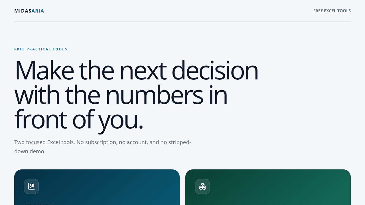 MidasAria Free Tools website screenshot