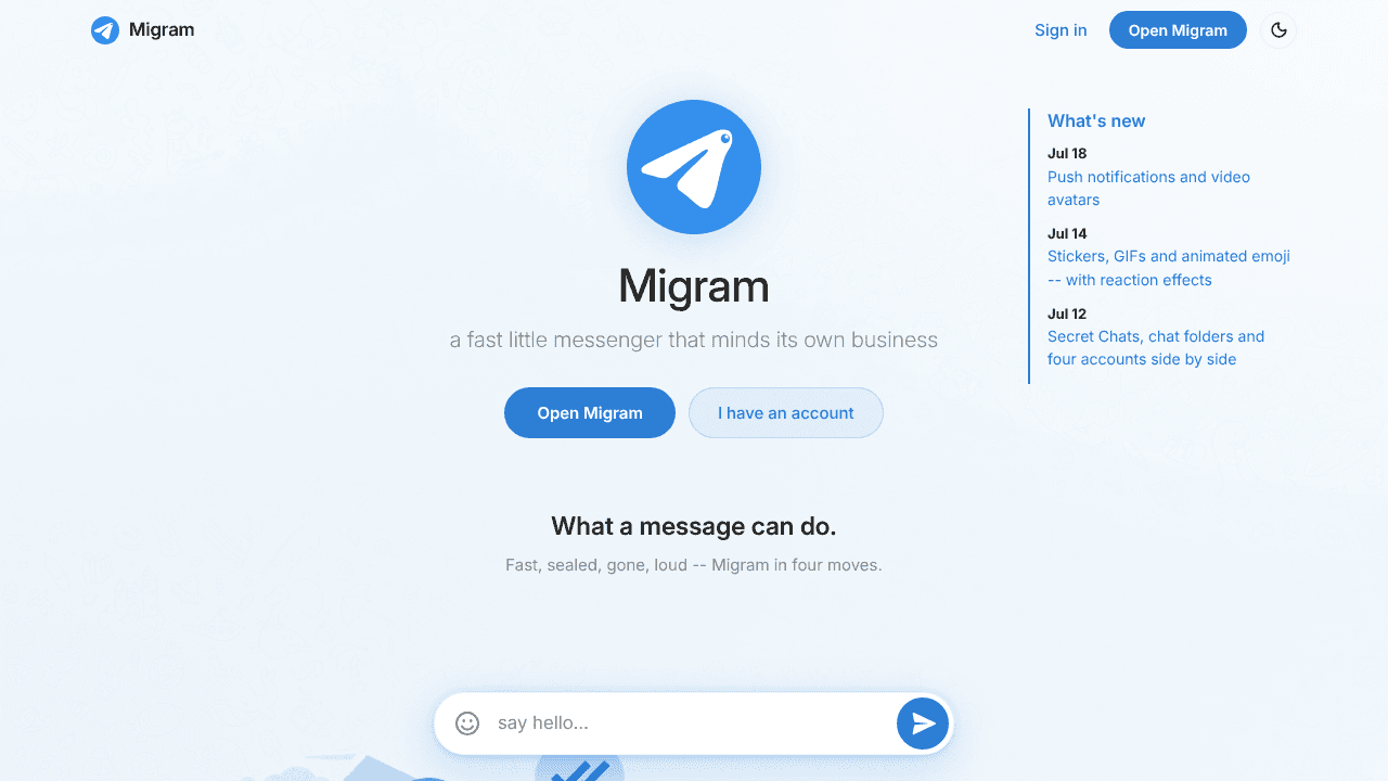 Migram website screenshot