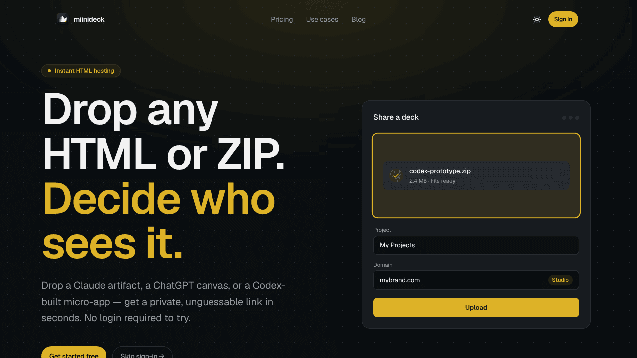 miinideck website screenshot