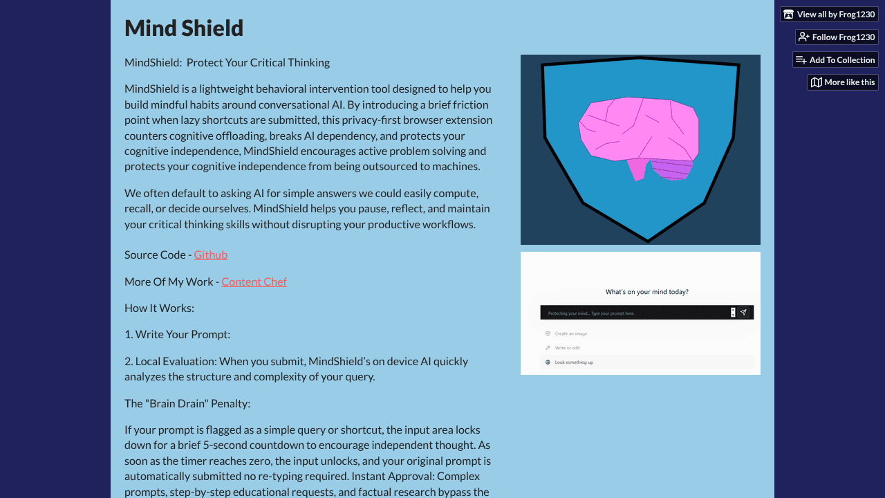 Mind Shield website screenshot