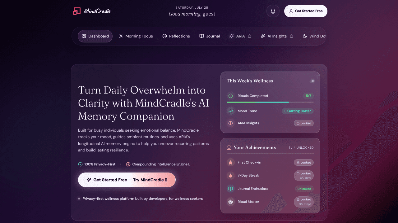 MindCradle website screenshot