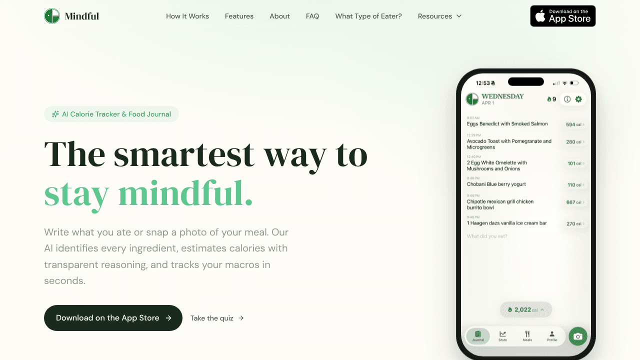 Mindful website screenshot