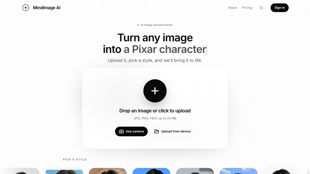 MindImage.AI website screenshot