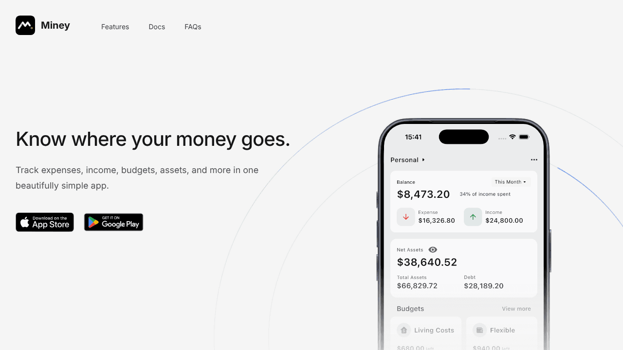 Miney website screenshot