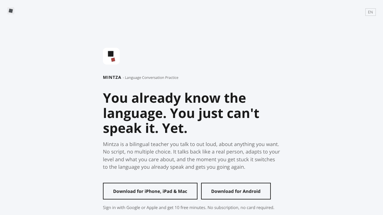 Mintza - Speak Languages website screenshot