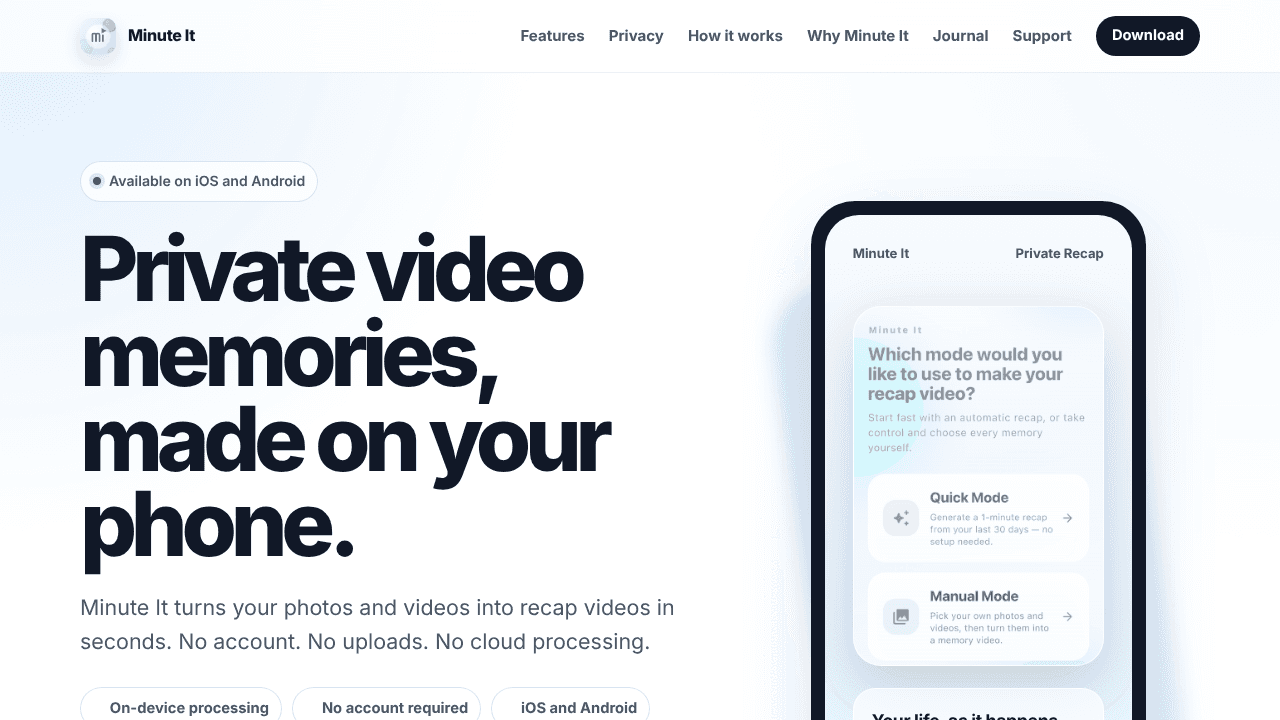 Minute It website screenshot