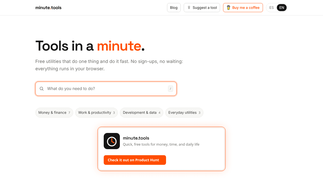 minute.tools website screenshot