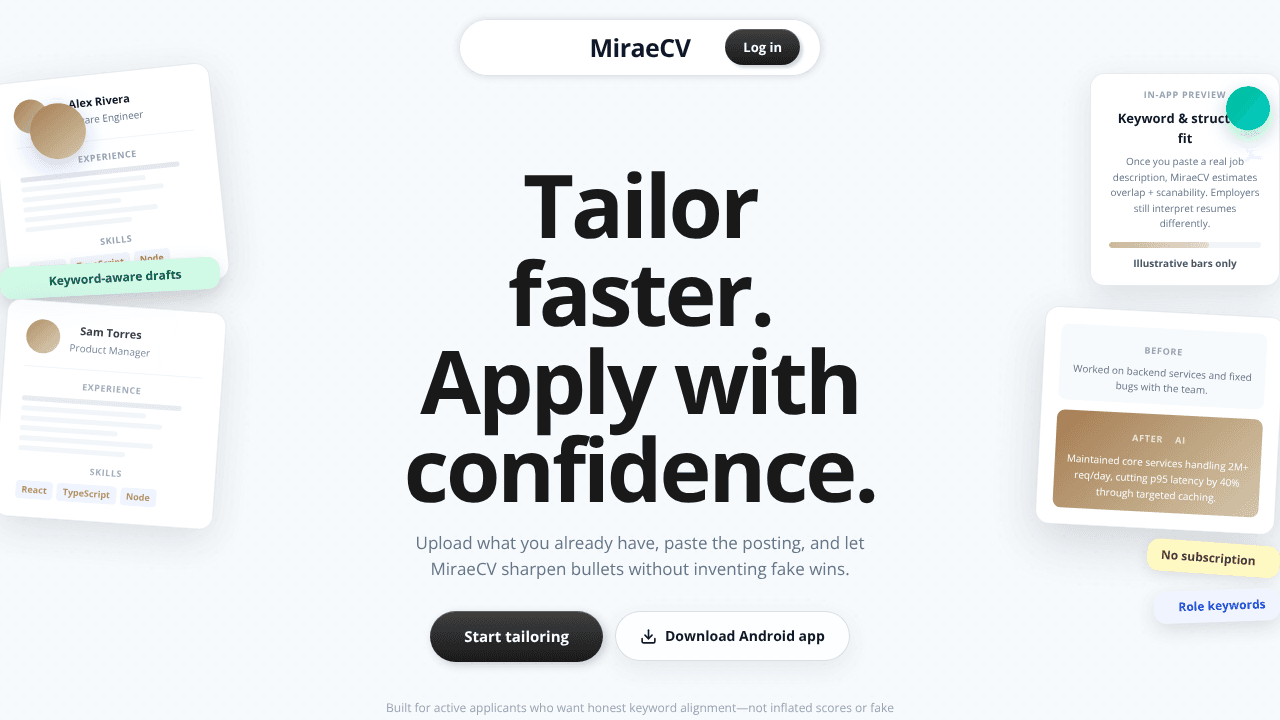 MiraeCV website screenshot