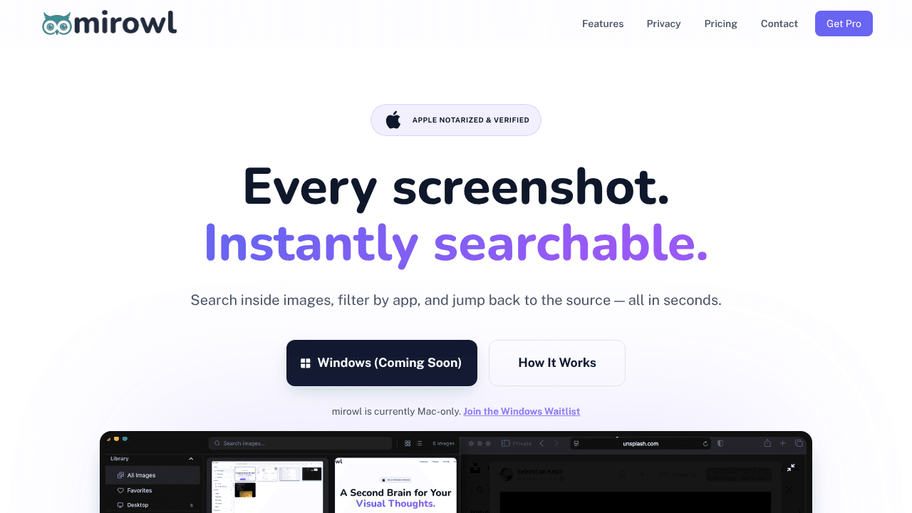 Mirowl website screenshot
