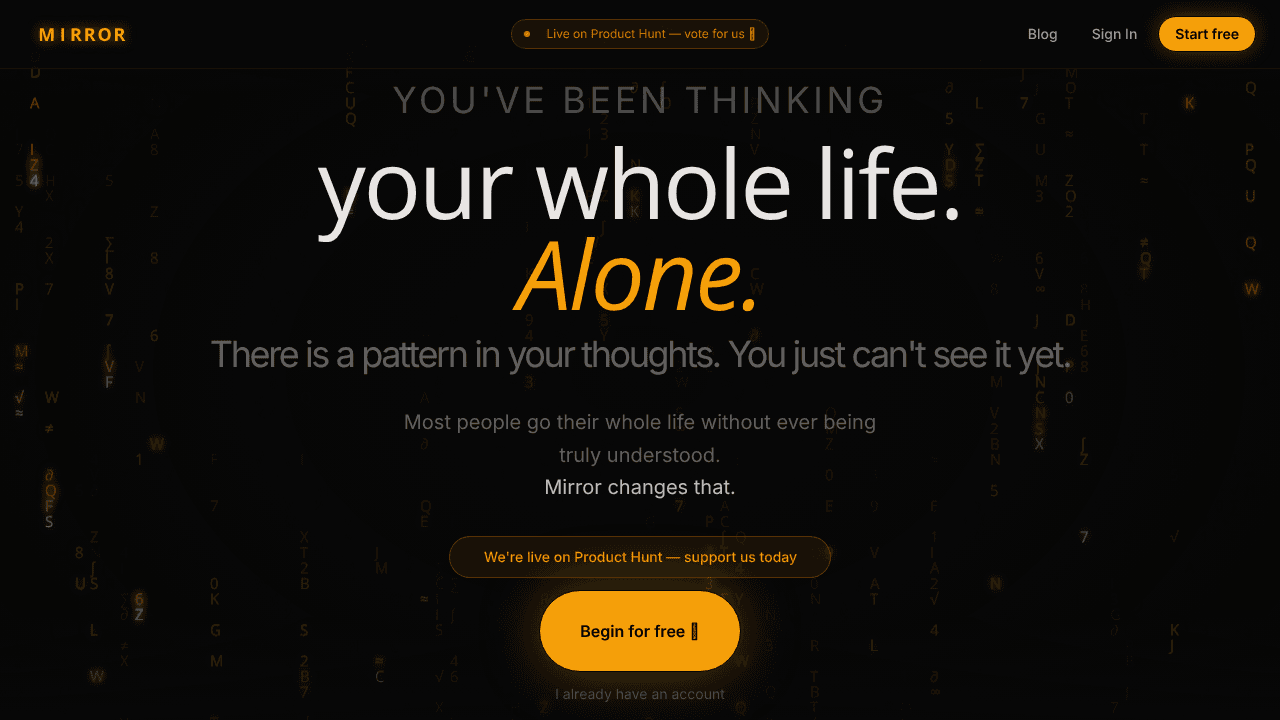 Mirror - Personal AI website screenshot