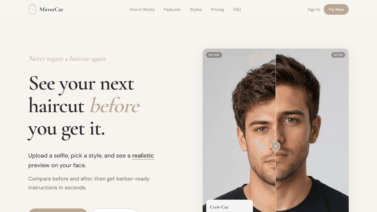 MirrorCut website screenshot