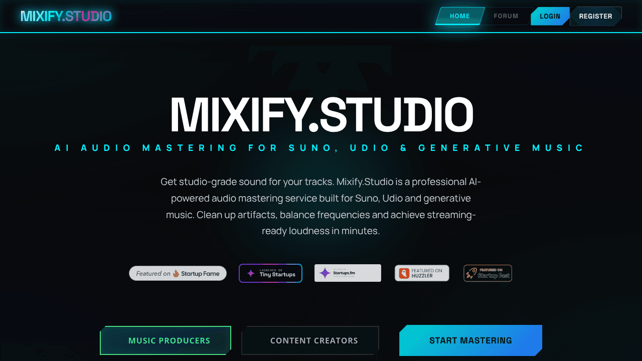 Mixify.Studio website screenshot
