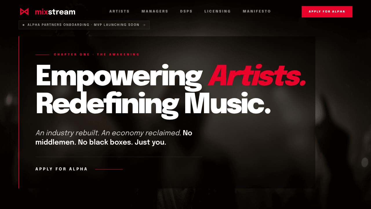 Mixstream website screenshot