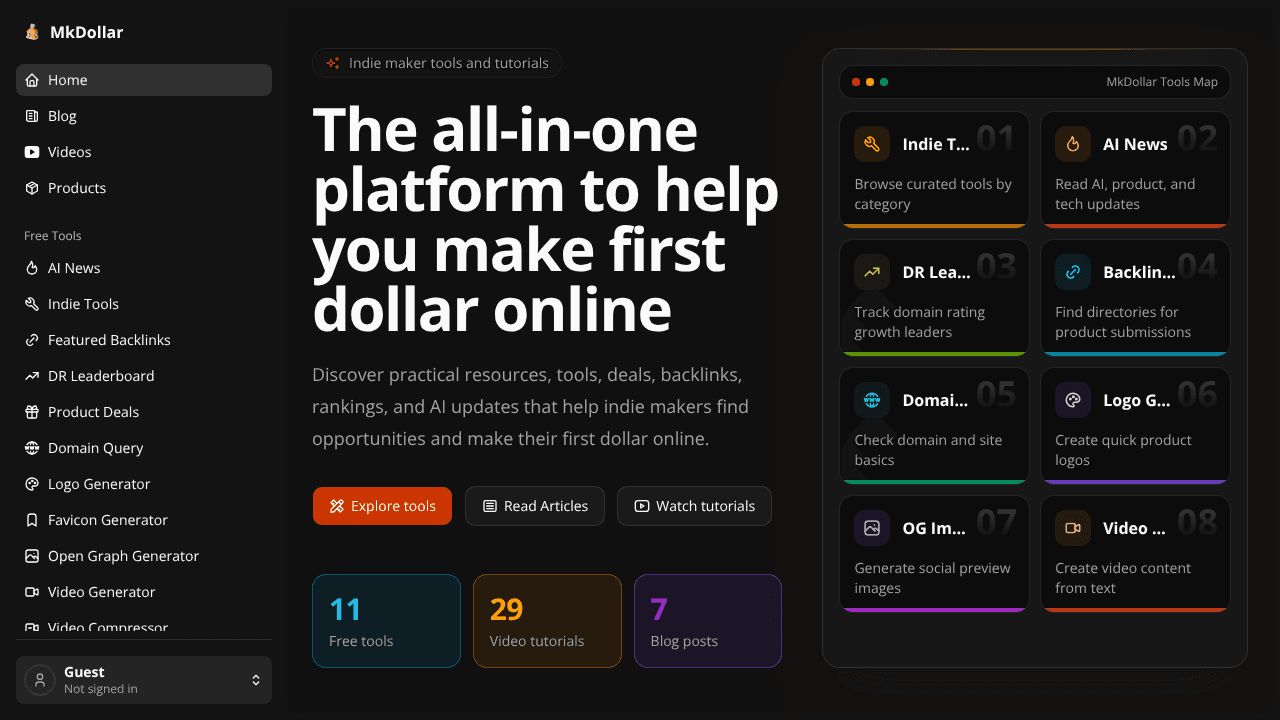 MkDollar website screenshot