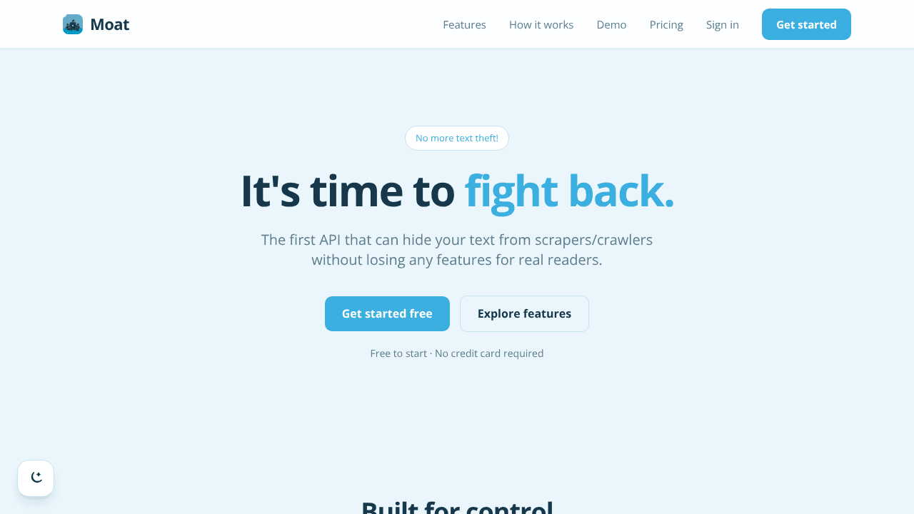 Moat website screenshot