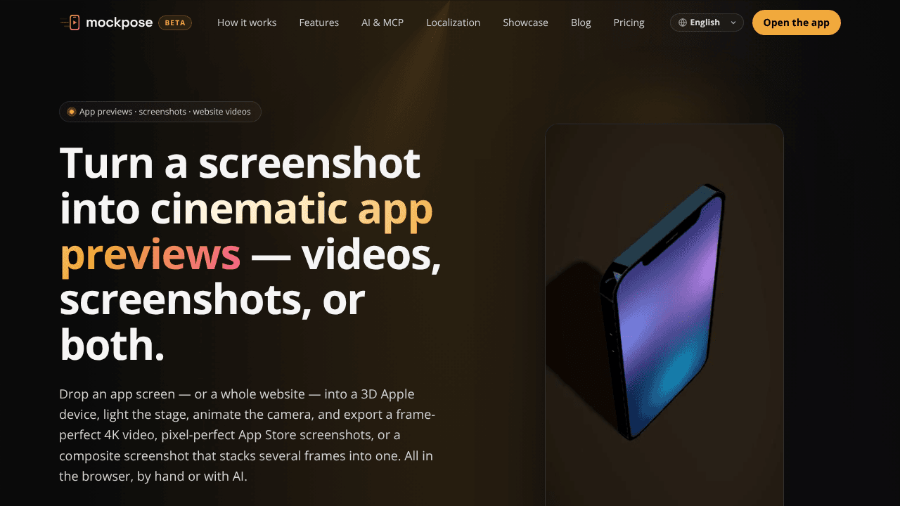 Mockpose website screenshot