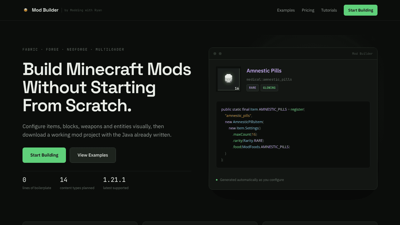 Mod Builder website screenshot