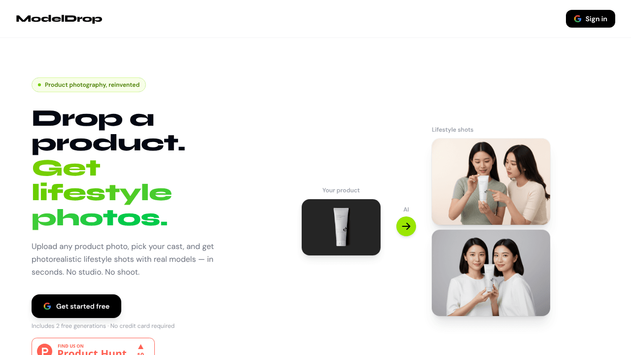 Model Drop website screenshot