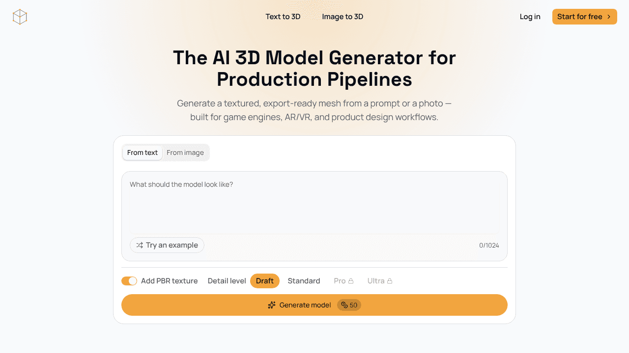 ModelGenerator website screenshot