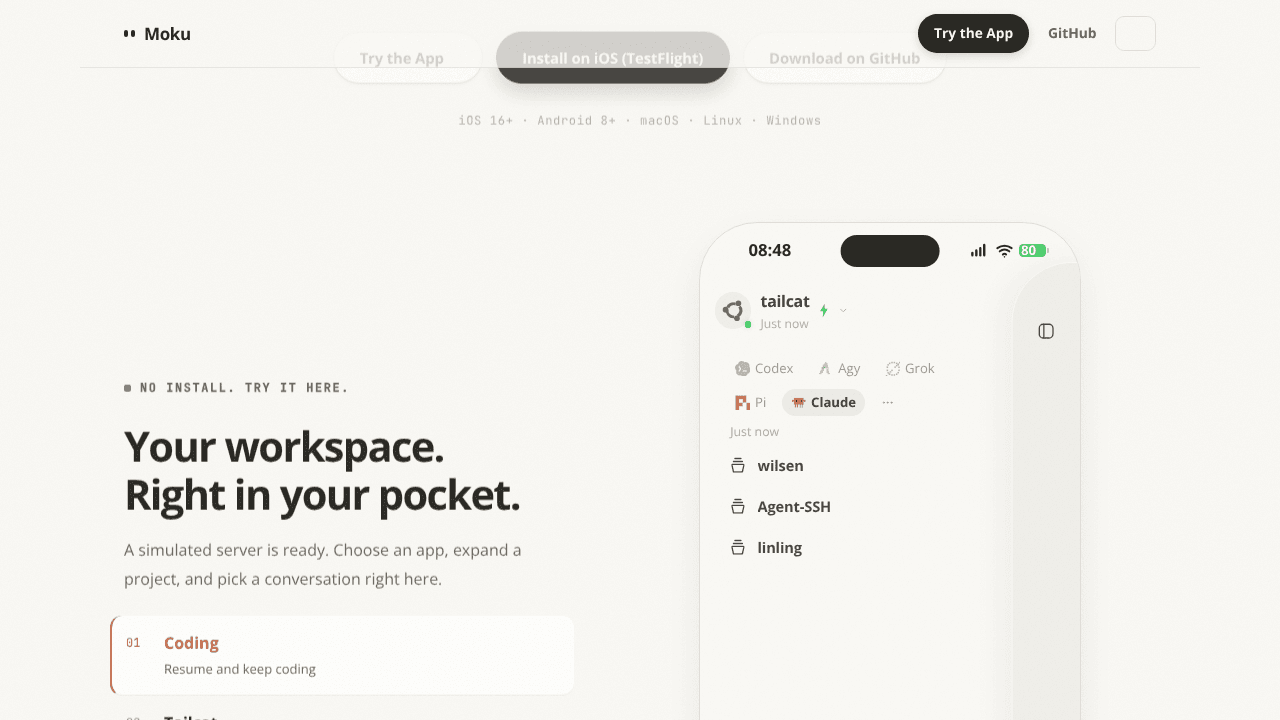 Moku website screenshot