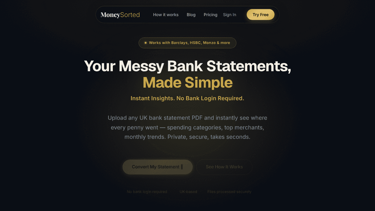MoneySorted website screenshot