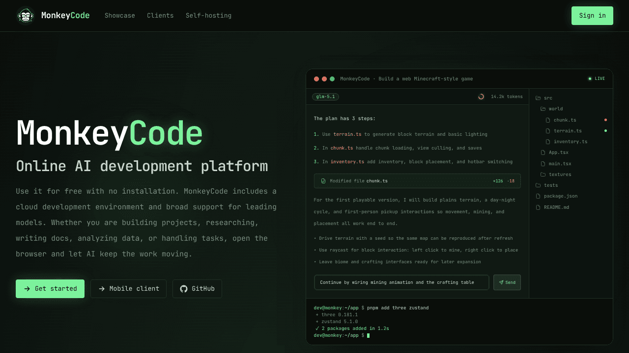 MonkeyCode  AI  website screenshot