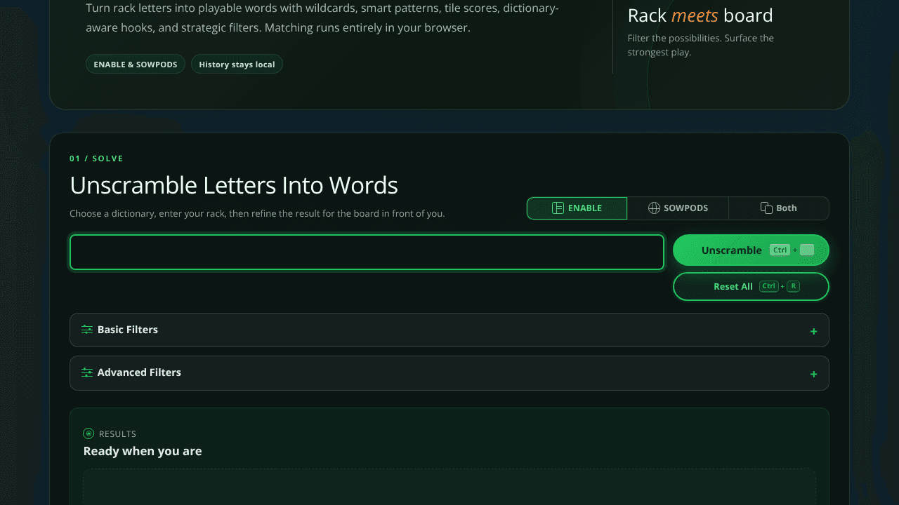 MonkeyTactics Word Unscrambler website screenshot