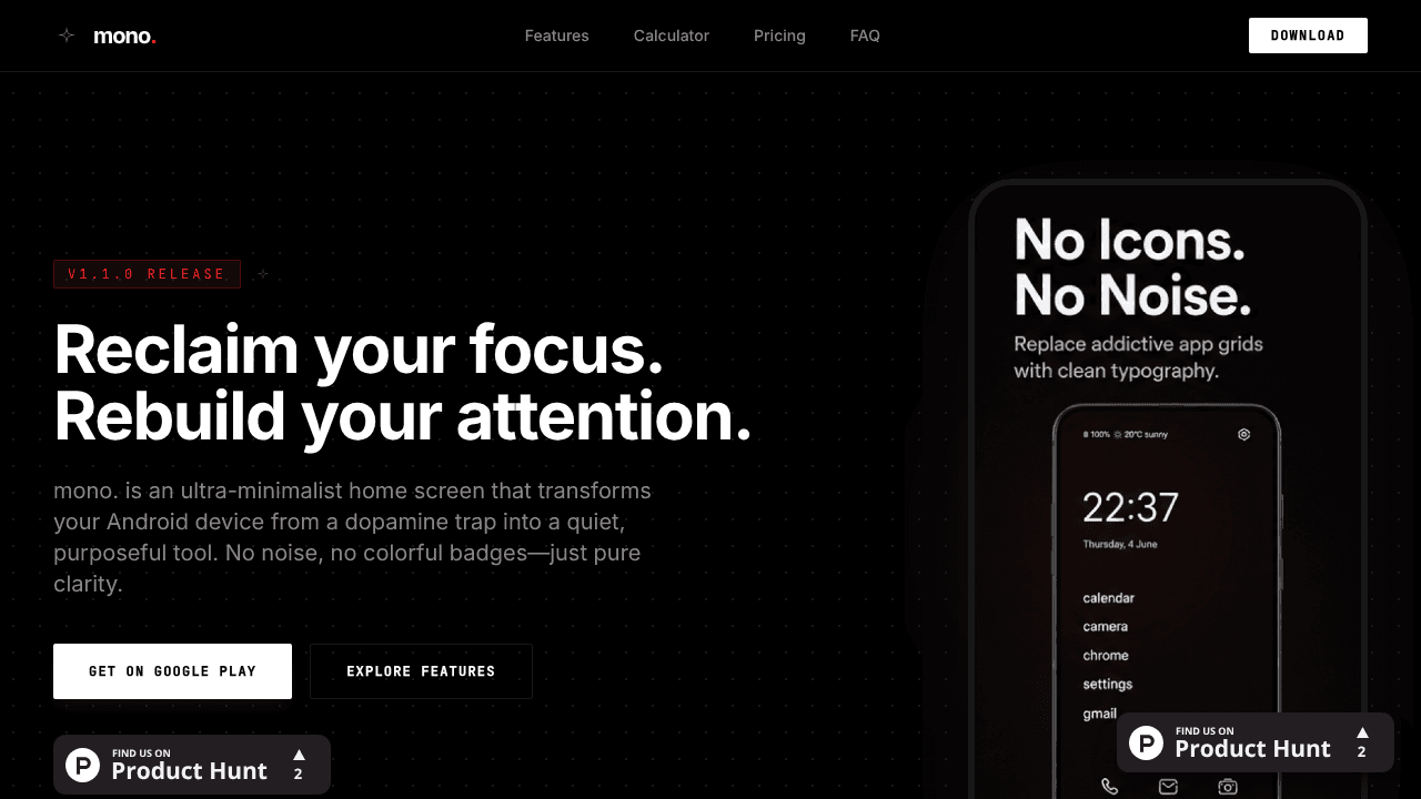 mono. website screenshot