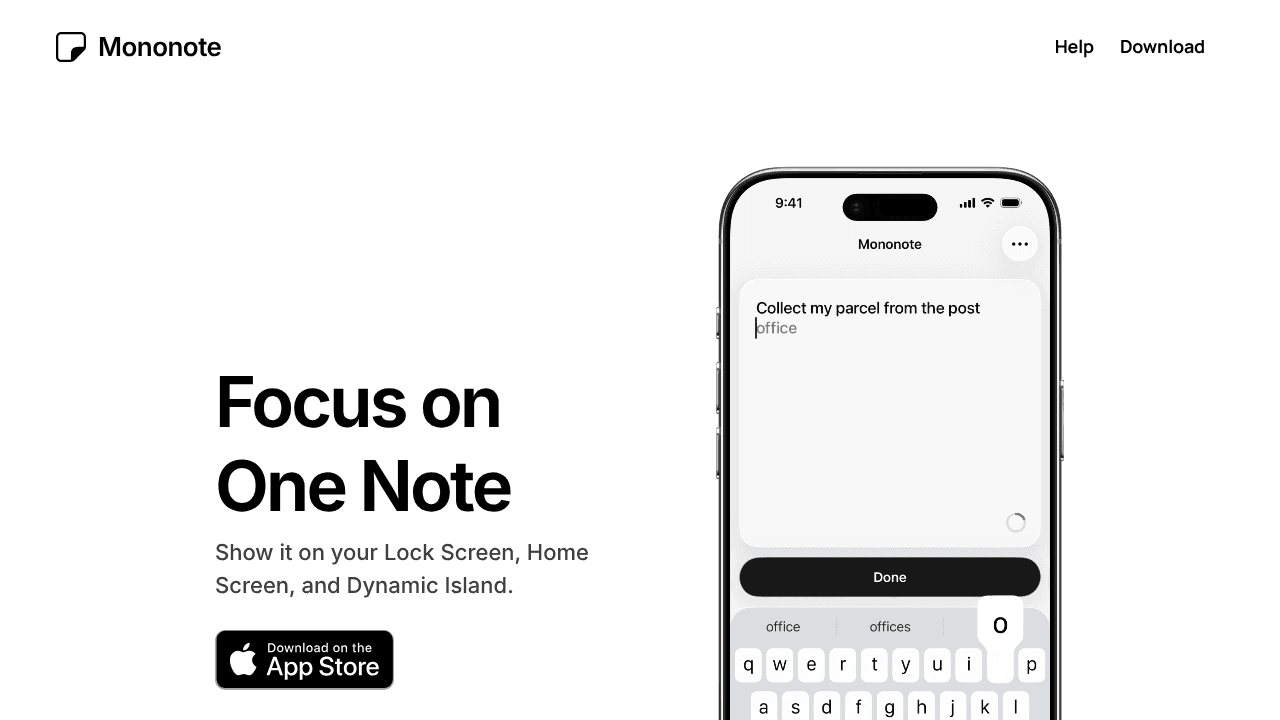Mononote website screenshot