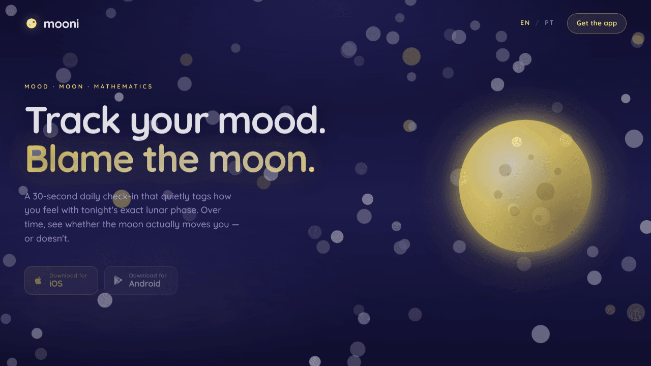 Mooni website screenshot